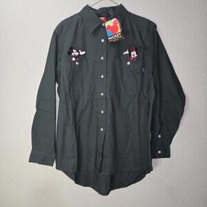 NWT Disney Mickey Unlimited Jerry Leigh Mickey Minnie Embroidered Shirt sz S VTG